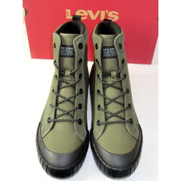 Levi's Strauss Men's La Paz Canvas Casual Boots Dusty Olive Green Black NIB - Picture 1 of 6